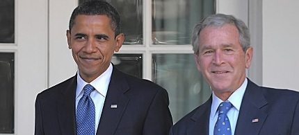 President Obama with George W. Bush. (photo: AP) President Obama with George W. Bush. (photo: AP)